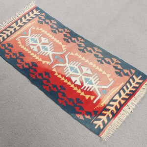 Turkish Kilim, Small Kilim, Vintage Kilim, Muted Oushak Kilim, Rugs For Kitchen, Red Rug, Anatolian Kilim, Outdoor Kilim, Bedroom Kilim, image 2