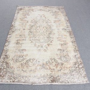 Turkish Rug, 4x7 Area Rug, Vintage Rug, Oushak Rug, Rugs For Bedroom, 3.7x6.5 ft Beige Rug, Vintage Wool Rug With Tassels, Vintage Area Rug,