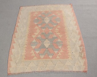 Vintage Kilim, Turkish Kilim, Small Kilim, Muted Anatolian Kilim, Rugs For Entry, Decorative Aztec, Beige Kilim, Ethnic Kilim, Oushak Kilim,