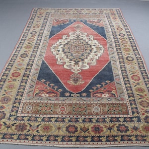 Large Rugs, Vintage Rug, Turkish Rug, Anatolian Rug, Rugs For Living Room, 5.6x9.3 ft Blue Rug, Kitchen Rug, Vintage Decor,