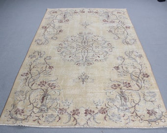 Turkish Rug, Vintage Rug, Large Rugs, Antique Rug, Rugs For Bedroom, 5.1x7.9 ft Beige Rug, Floor Rugs, Large Area Rug,