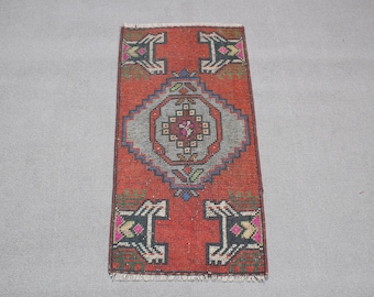 Small Rugs, Vintage Rug, Turkish Rug, Oushak Rugs, Rugs For Nursery, 1.4x2.7 ft Red Rug, Oriental Rugs, Bath Mat Cute,