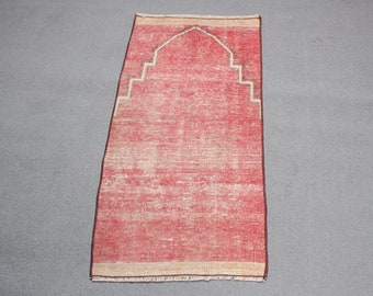 Small Rugs, Turkish Rug, Vintage Rug, Antique Rugs, Rugs For Bedroom, 1.6x3.1 ft Red Rug, Colorful Rug, Personalized Door Mat Rug,