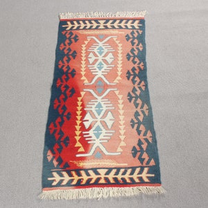 Turkish Kilim, Small Kilim, Vintage Kilim, Muted Oushak Kilim, Rugs For Kitchen, Red Rug, Anatolian Kilim, Outdoor Kilim, Bedroom Kilim, image 1