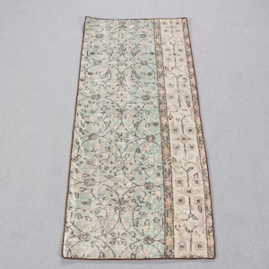 2x4 Small Rugs, Turkish Rug, Vintage Rug, Antique Rug, Rugs For Entry, 1.8x3.9 ft Green Rug, Authentic Vintage Turkish Rug, Bath Mat Cute,