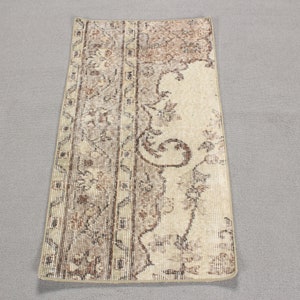 Small Rug, Turkish Rug, Vintage Rug, Antique Oushak Rugs, Rugs For Entry, 1.6x3.2 ft Beige Rug, Floor Rugs, Bathroom Rug, Wool Rug,