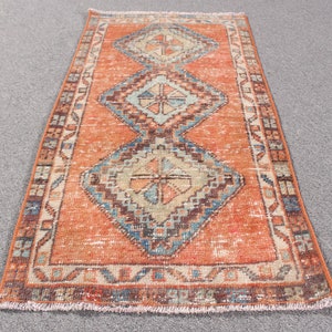Vintage Rug, 2x3 Small Rug, Turkish Rug, Oushak Rug, Rugs For Entry, 1.5x3 ft Orange Rug, Boho Chic Turkish Rug, Gift For The Home,