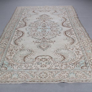 Large Rugs, Vintage Rug, Turkish Rug, Oushak Rugs, Rugs For Living Room, 5.9x9.2 ft Beige Rug, Antique Rug, Large Anatolian Rug,