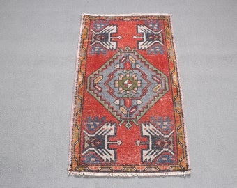 Turkish Rug, Vintage Rug, Small Rug, Anatolian Rug, Rugs For Nursery, 1.8x3 ft Red Rug, Colorful Rugs, Small Area Rug,