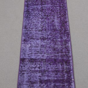 Vintage Rug, Turkish Rug, 2x4 Small Rug, Antique Rug, Rugs For Entry, 1.5x4.1 ft Purple Rug, Wool Rug With Geometric Patterns, Overdyed Rug