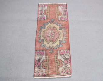 Vintage Rug, Turkish Rug, Small Rugs, Anatolian Rugs, Rugs For Kitchen, 1.3x3.2 ft Red Rug, Wool Rug, Tribal Turkish Rug,