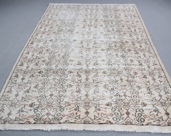 Turkish Rug, Vintage Rug, Large Rugs, Antique Rug, Rugs For Bedroom, 6x9.2 ft Beige Rug, Cool Rugs, Large Wool Rug,