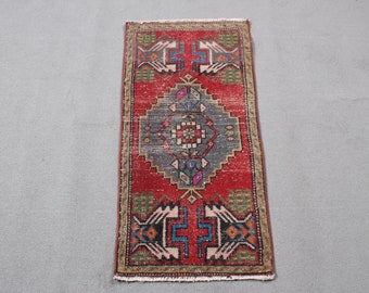 Turkish Rug, Vintage Rug, Small Rug, Antique Rug, Rugs For Door Mat, 1.6x3.1 ft Red Rug, Oriental Rugs, Small Oriental Rug,