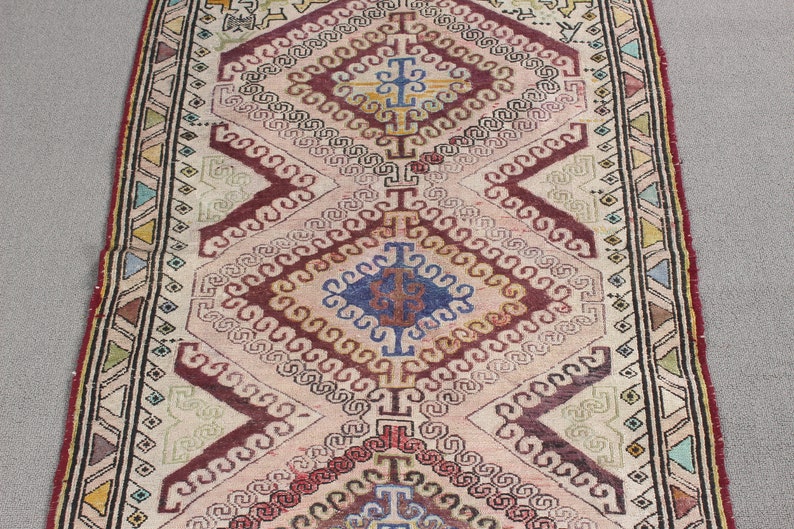 Piccolo Kilim, Kilim turco, Kilim vintage, Oushak Kilim, Tappeti per il bagno, Tappeto anatolico, Kilim beige, Kilim etnico, Kilim per l'asilo nido, immagine 4