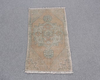 2x3 Small Rug, Vintage Rug, Turkish Rug, Faded Oushak Rug, Rugs For Entry, 1.6x2.8 ft Orange Rug, Antique Rug, Small Wool Rug, Door Mat Rug,