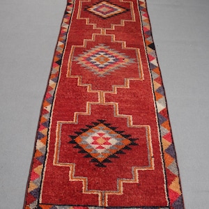 Alfombra vintage, alfombra de pasillo de 3x12, alfombra turca, alfombra Herki, alfombra decorativa, alfombras para pasillo, alfombra roja de 2.7x11.8 pies, alfombra turca vintage, alfombra de lana