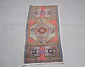 Small Rugs, Vintage Rug, Turkish Rug, Anatolian Rug, Rugs For Door Mat, 1.7x3.1 ft Red Rug, Anatolian Rug, Wool Bath Mat,