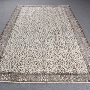 Vintage Rug, Turkish Rug, 6x10 Large Rugs, Anatolian Rug, Rugs For Dining Room, 5.6x9.4 ft Beige Rug, Antique Wool Rug, Large Oushak Rug,