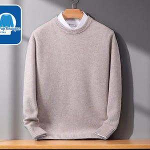 Mens Knit Pullover Sweater | Loose Fit O-Neck Top | Double Neckline Streetwear | Cozy Knitwear Layer | Casual Menswear Shirt