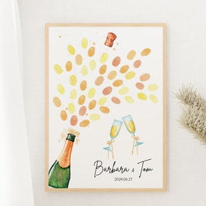 Wedding Fingerprint Champagne, Wedding Guest Book Alternative, Thumb Print, Graduate Celebration, Personalized Graduation Champagne Keepsake