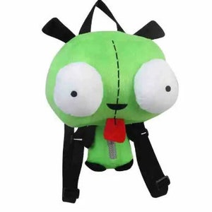 Alien Invader Zim 3D Eyes Robot Gir Cute Stuffed Plush Backpack Green Bag Xmas Gift 14 inches plush toy