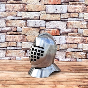 Medieval Close Steel Armor Helmet Medieval Knight Steel Visor Helmet for Reenactment - Battle Warrior LARP Helmet Halloween Helmet
