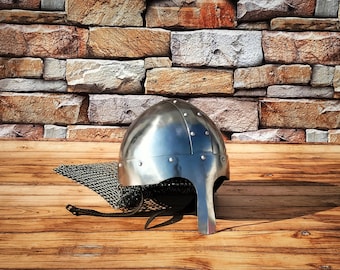 Medieval Norman Nasal Helmet - Steel Chain-mail Helmet - Authentic Armour Helmet - Warrior Knight LARP Helmet - Best For Gift