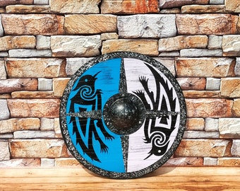 Medieval Authentic Raven Shield - Battle worn Wooden Shield - LARP Warrior Shield - Viking Shield - Wall Decor Shield - Best For Gift