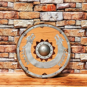 Medieval Viking Shield - Battle worn Wooden Shield - LARP Warrior Shield - Viking Shield - Wall Decor Shield - Best For Gift