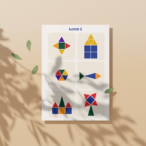 Magnetic tile puzzle cards - Connetix - Magnatile - Playmags -Picasso tiles - 2 to 6 years - Printable PDF