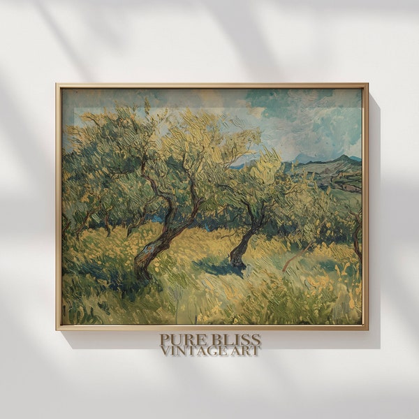 Olive Grove, Vintage Spring Landscape, Printable Oil Painting, Rustic Wall Art, Antique Decor, Printable Wall Art, Instant Download, #02