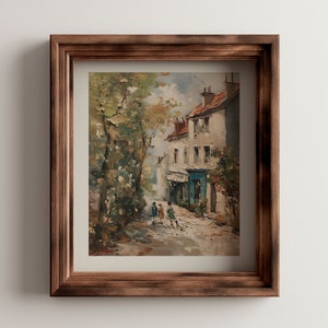 Autumn Alleys, Vintage Street Scenery, Printable Oil Painting, Rustic Wall Art, Impressionist Printable Wall Art, Instant Download, #01