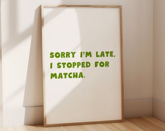 Matcha Latte Art Print, Japanese Tea Wall Decor (Digital Download)