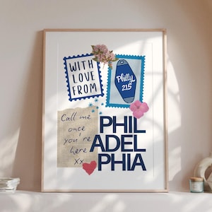 Philadelphia Wall Art, Trendy Philly Art Print, PHL Cityscape Poster, Pennsylvania Art, City of Brotherly Love, Retro Philly Home Decor