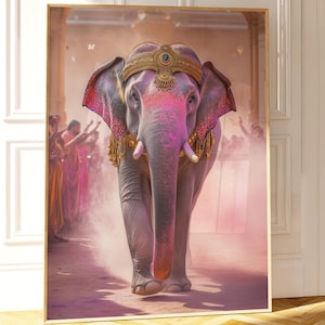 indian elephant wall art, mughal art, Indian wall Art, Indian Folk Art, Floral Garden Illustration, royal painting, tapestry, india travel
