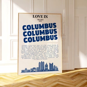 Arte de la pared de Columbus, la ciudad del arco, arte de Ohio, impresión de arte CBUS, cartel del paisaje urbano de Columbus Ohio, arte personalizado de la pared de la ciudad, regalo de Columbus Ohio