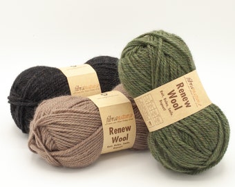 Recycled yarn, ball of Renew Wool Fibra Natura: Eco-Responsible ball of Recycled & Virgin Wool