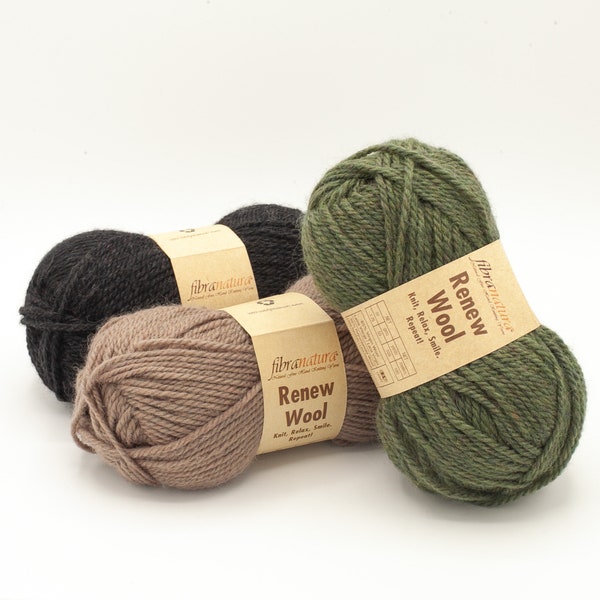 Recycled yarn, ball of Renew Wool Fibra Natura: Eco-Responsible ball of Recycled & Virgin Wool