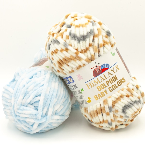 Dolphin Baby Colors : Laine Chenille Douce pour Amigurumi et Créations colorées - Pelote de laine tricot & Pelote de laine crochet