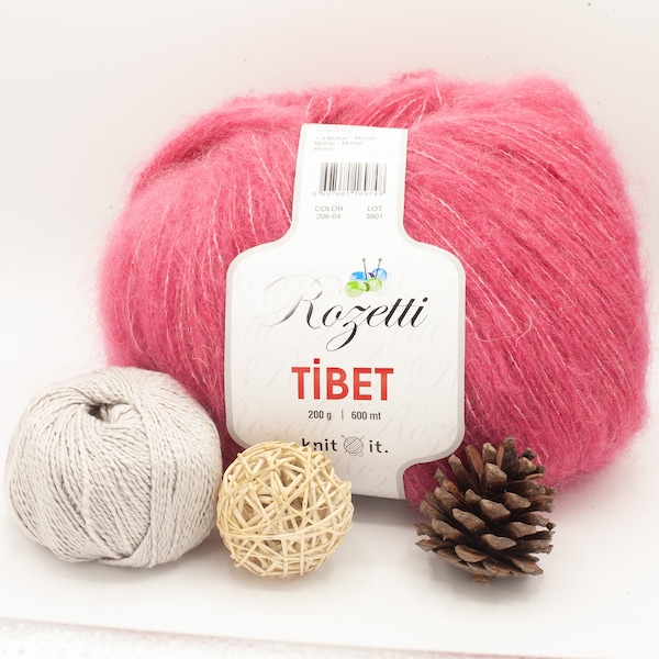 200G - Grosse pelote Mohair Tibet Rozetti : Mohair Naturel, Douceur et Facilité pour Tricot et Crochet - fil à tricoter & fil crochet