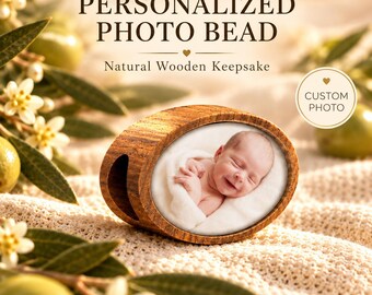 Personalized Photo Bead, Custom Wooden Photo Charm, Picture Keepsake Bead, Memorial Photo Gift, Custom Wood Bead