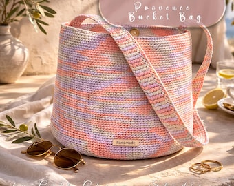 Patrón de bolso cubo de rafia provenzal + videotutorial: Decoración estilo boho ecológico (descarga digital)