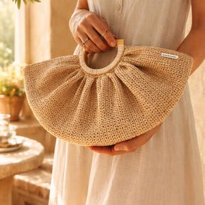 Boho Muschel häkeln Raffia Tasche: Strandtasche