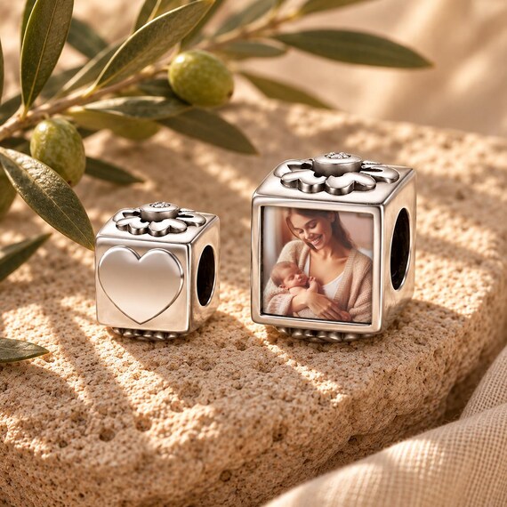 Personalized Photo Cube Charm: Custom Picture Bead for Charm Bracelet