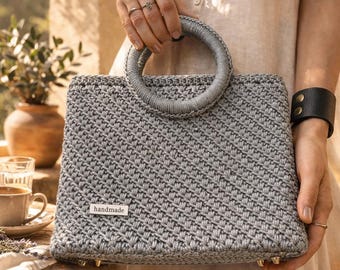 Bolso con asa de aro de ganchillo plateado: Bolso de verano estilo boho