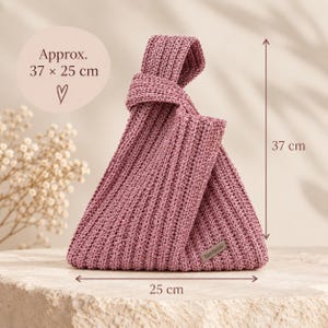Pink Lurex Crochet Knot Bag: Metallic Wristlet Evening Purse image 4
