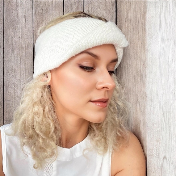 Handmade Knit Turban Headband Hand Knit Mohair Turban Headband: Soft Winter Ear Warmer - Etsy main image 3