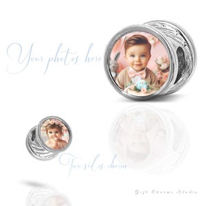 Custom Photo Charm - Personalized Swirl Photo Charm Bracelet - Customized Bracelet Charms - Photo Bracelet Charms  - Mother&#39;s Day Gift