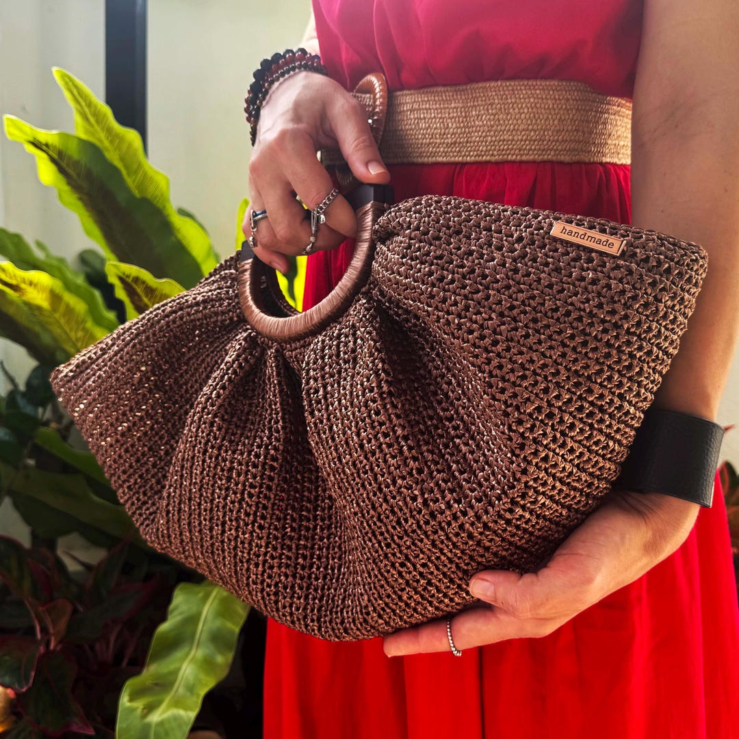 Bolsos Hechos Diy Bolso Rafia Bolso De Rafia Natural, Beige RAPHIA