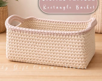 Crochet Rectangle Basket Pattern | Split Braided Stitch Basket | Modern Storage Tutorial (Digital Download)